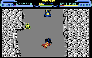 L.E.D. Storm (Commodore 64) screenshot: Crash into an obstacle