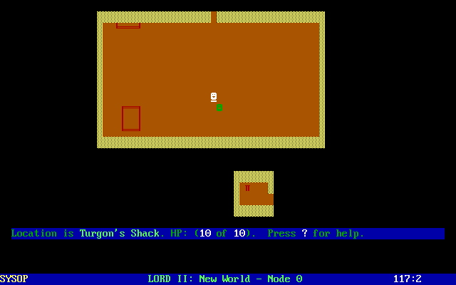 Legend of the Red Dragon II: New World (DOS) screenshot: Visiting an old shack in the hills