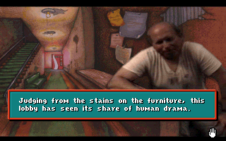 Les Manley in: Lost in L.A. (DOS) screenshot: Visiting a sketchy hotel
