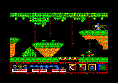 Livingstone I Presume? (Amstrad CPC) screenshot: I made it to this cliff. Good show, ol' chap!