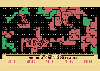 Lords of Conquest (Atari 8-bit) screenshot: Cities increase production