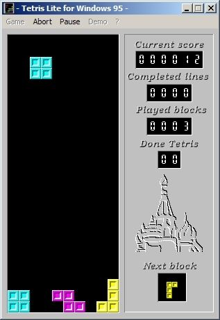 Tetris Lite for Windows 95 (Windows) screenshot: This game uses 'Four Concave Blocks'