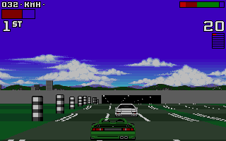 Lotus: The Ultimate Challenge (DOS) screenshot: Driving on the wrong side of the road.