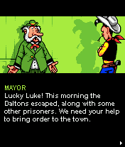 Lucky Luke: Outlaws (J2ME) screenshot: Introduction sequence: the mayor asks for your help.