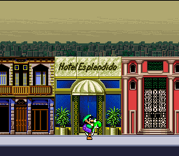 Mario is Missing! (SNES) screenshot: Yoshi appeared! Luigi must be on Yoshi's back to complete the stage.