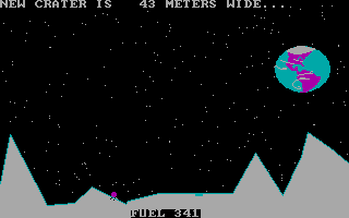 Space Battles (DOS) screenshot: Moon Lander - oops, I crashed!