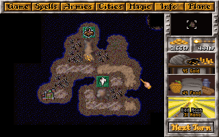 Master of Magic (DOS) screenshot: Once you become powerful enough, you can explore the magical world of Myrror