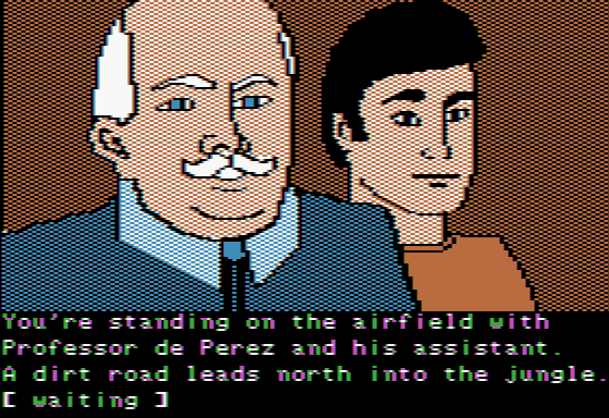The Mask of the Sun (Apple II) screenshot: The professor and his assistant are here