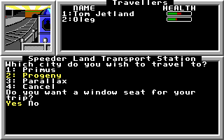 Mars Saga (DOS) screenshot: Space station. You can buy a window seat!