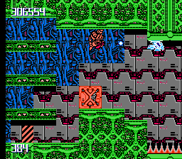 Metal Storm (NES) screenshot: Anti-gravity trick (running along the ceiling)