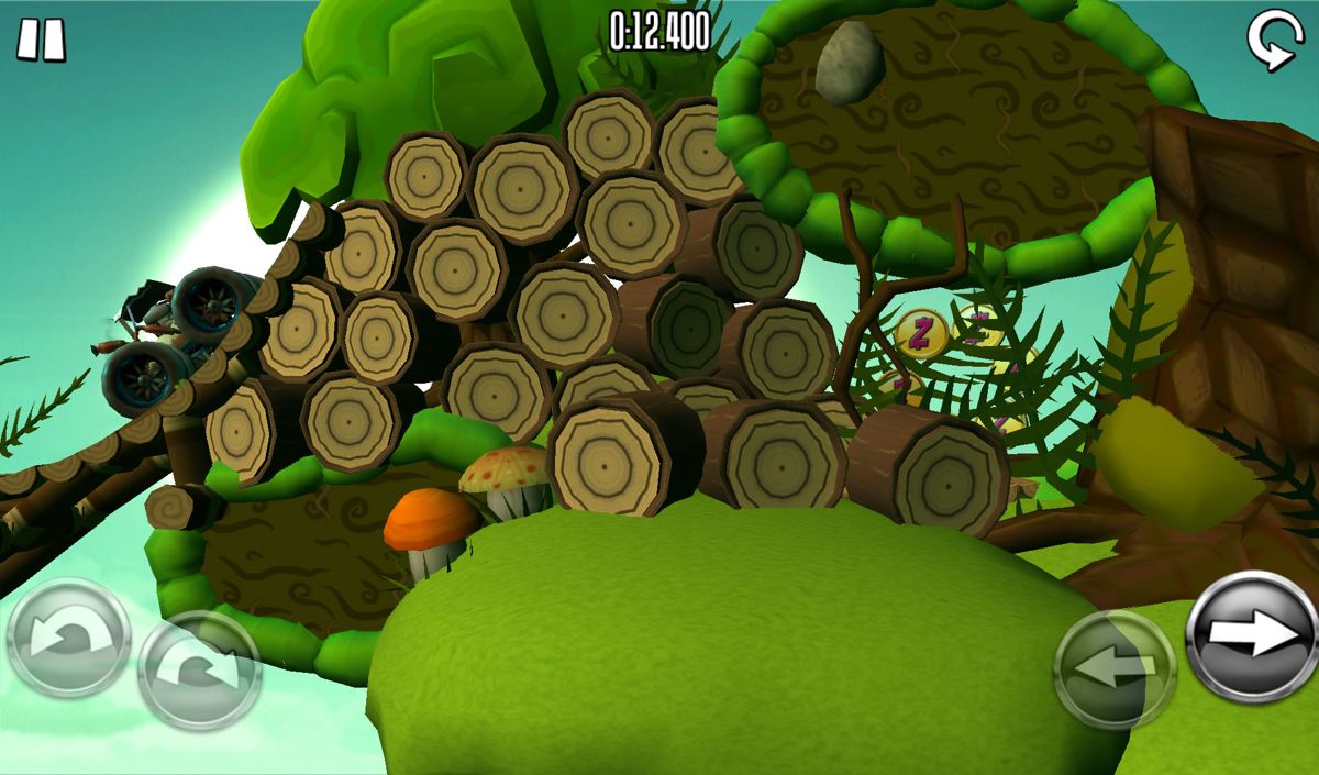 MotoHeroz (Android) screenshot: A level in the woodland environment
