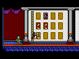 Mickey's Ultimate Challenge (SEGA Master System) screenshot: Mickey cleans the paintings in a memory game.