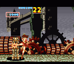 Fatal Fury 2 (SNES) screenshot: Bonus Stage: destroy as many stone pillars as possible in 30 seconds