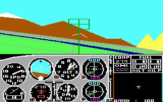 Microsoft Flight Simulator (v2.0) (PC Booter) screenshot: Beginning a combat mission (PCjr)