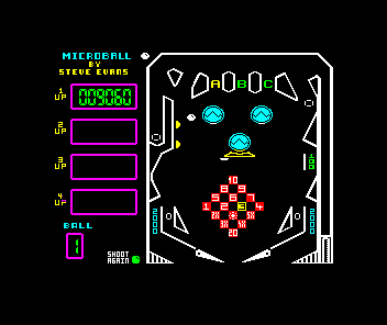 Microball (ZX Spectrum) screenshot: Near the bumpers