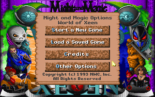 Might and Magic: World of Xeen (DOS) screenshot: Main Menu