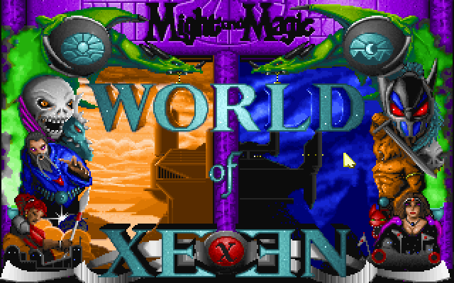 Might and Magic: World of Xeen (DOS) screenshot: Game title, see Darkside/Clouds shots for more