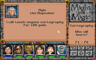 Might and Magic: World of Xeen (DOS) screenshot: Purchasing skills and abilities