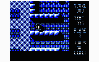 Mind-Roll (TRS-80 CoCo) screenshot: That striped section causes time to pass more quickly... (Coco 3)