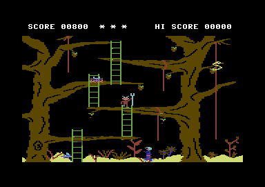 Monkey Magic (Commodore 64) screenshot: Walking on sand