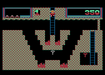 Montezuma's Revenge (Atari 8-bit) screenshot: A red key from here