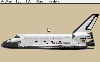 Shuttle: The Space Flight Simulator (DOS) screenshot: The main menu
