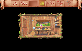 Mixed Up Fairy Tales (DOS) screenshot: Peering inside a shack (MCGA/VGA)