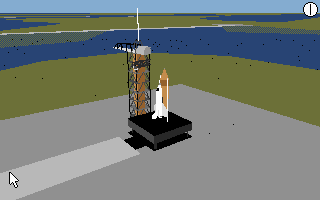 Shuttle: The Space Flight Simulator (DOS) screenshot: At the Launch Site ...