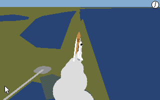 Shuttle: The Space Flight Simulator (DOS) screenshot: On the way to space ...
