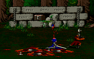 Moonstone: A Hard Days Knight (DOS) screenshot: Now this is REAL combat. Hey, killed 2 before they finally got me...not bad for a beginner.