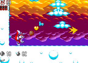 Mr. Nutz: Hoppin' Mad (Amiga) screenshot: Bonus game in the clouds