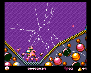 Mr. Blobby (Amiga) screenshot: Looks like my bump have broken the screen