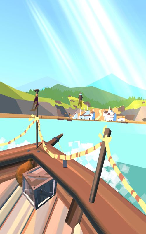 The Trail (Android) screenshot: The first scene on a boat as you start the game.