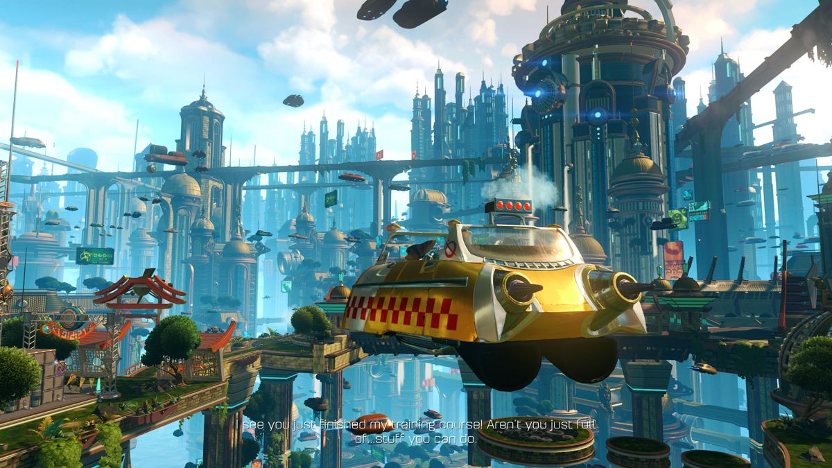 Ratchet & Clank (PlayStation 4) screenshot: Taxi is used for quick travel within locations.