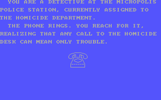 Mystery Master: Murder by the Dozen (DOS) screenshot: The introduction (CGA)