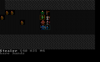 Nahlakh (DOS) screenshot: Dungeon battle is about to start.