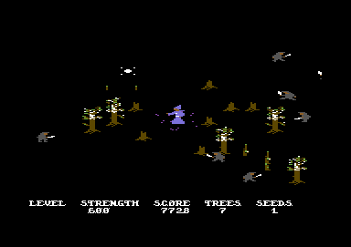 Necromancer (Commodore 64) screenshot: Quite a few dead stumps now
