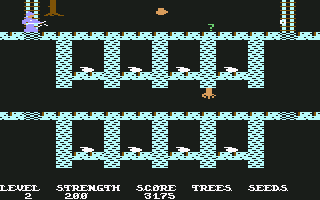 Necromancer (Commodore 64) screenshot: On a lower (and harder) level of level 2.