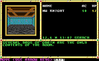 Neverwinter Nights (DOS) screenshot: Searching a room. Nothing special here