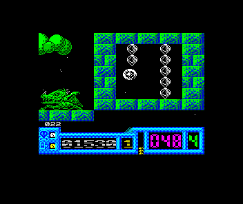 Netherworld (ZX Spectrum) screenshot: Entered this area through a hidden wall - whcih is important as it contains 10 jewels