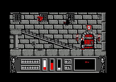 Night Hunter (Amstrad CPC) screenshot: I turned into a bat. I'm near the top of the screen.