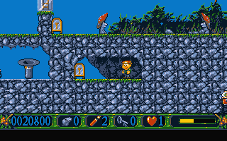 Nicky 2 (DOS) screenshot: You were teleported to the secret area...Teleport is near...