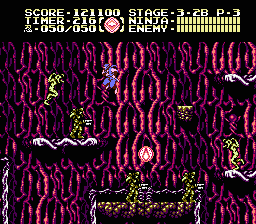 Ninja Gaiden III: The Ancient Ship of Doom (NES) screenshot: Stage 3-2 action