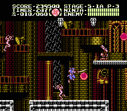 Ninja Gaiden III: The Ancient Ship of Doom (NES) screenshot: Stage 5-1 action