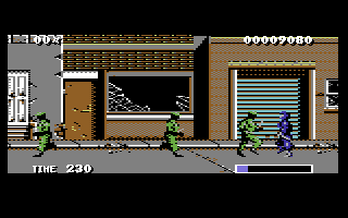 The Ninja Warriors (Commodore 64) screenshot: Incoming ninjas!