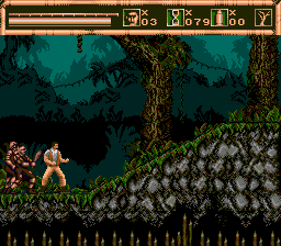 No Escape (Genesis) screenshot: Start of the first level. You are constantly chased by locals who want to club you to death.