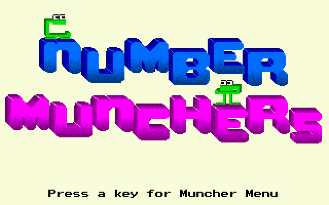 Number Munchers (DOS) screenshot: Title Screen