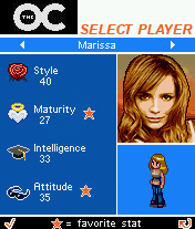 The OC (J2ME) screenshot: Marissa is one of the four playable characters.