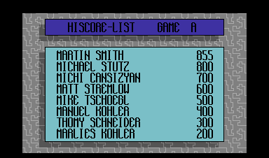 Locomotion (Commodore 64) screenshot: High scores