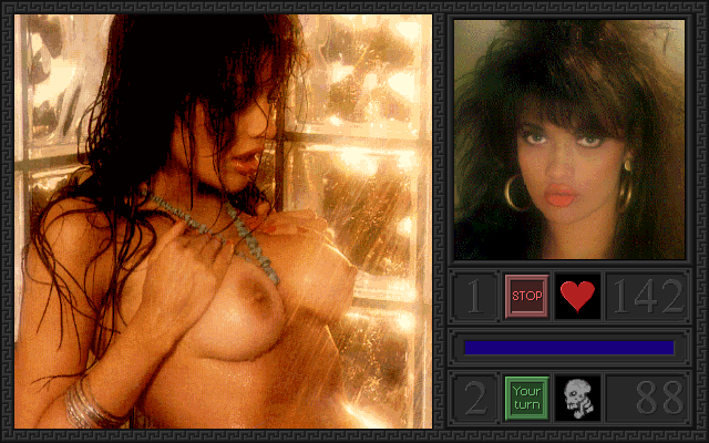 Penthouse Hot Numbers Deluxe (DOS) screenshot: Kimberly Taylor was beaten